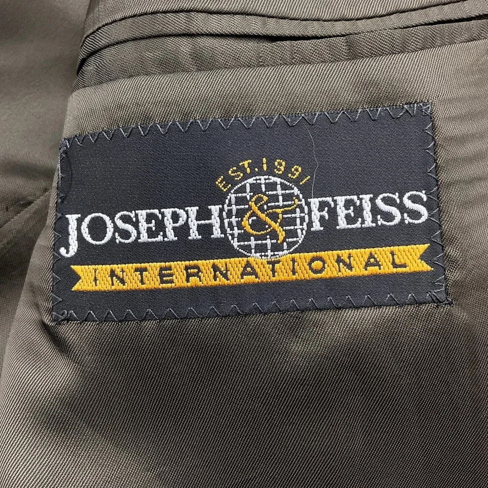 Joseph Feiss Blazer Men 44L Brown 3 Button Classic Neutral Office Jacket Flaws